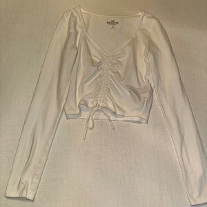Hollister Scrunch Front White Long Sleeve Top